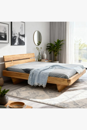 Massives Eichenholz Bett 180 cm, robust, naturölbehandelt